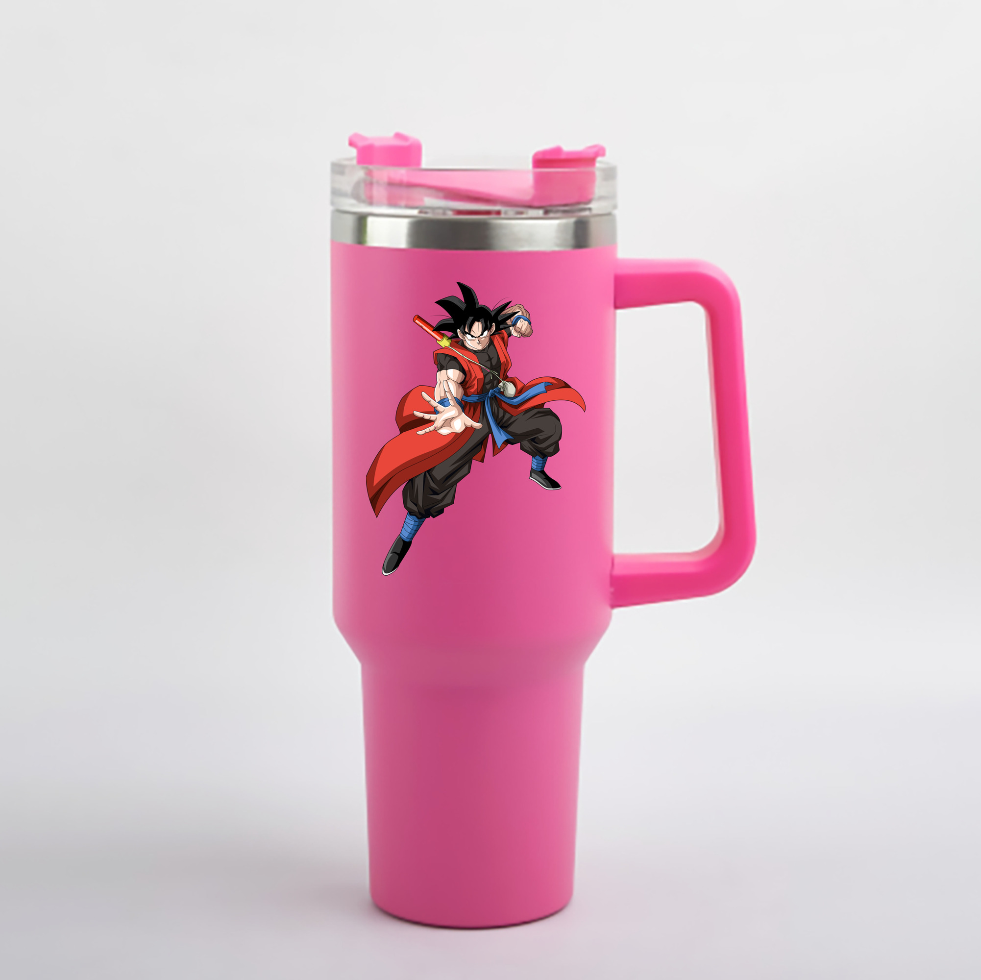 （画像用） ドラゴンボール 孫悟空（そん ごくう）Son Goku カカロット DRAGON BALL Kakarotto 1200mL車用タンブラー - クリスタルステッカー（プラスチックストロー付き）